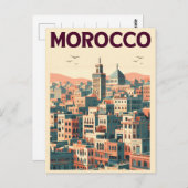 Marrakesh oude stad skyline met moskee geschenken briefkaart (Voorkant / Achterkant)