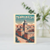 Marrakesh oude stadssilhouet met moskee cadeaus briefkaart (Staand voorkant)