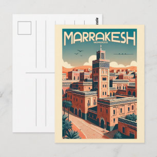 Marrakesh oude stadssilhouet met moskee cadeaus briefkaart