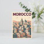 Marrakesh oude stadssilhouet met moskee geschenken briefkaart (Staand voorkant)