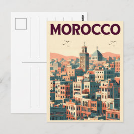 Marrakesh oude stadssilhouet met moskee geschenken briefkaart