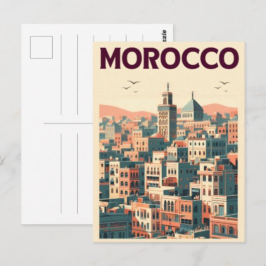 Marrakesh oude stadssilhouet met moskee geschenken briefkaart (Voorkant / Achterkant)