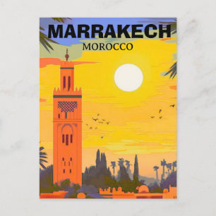 Marrakesh Reis Poster Kunst, Marokko Reis Poster Feestdagenkaart