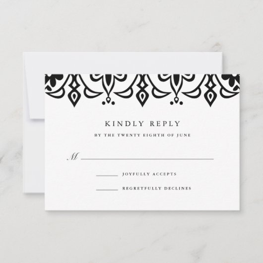 Marrakesh RSVP-kaart | Zwart RSVP Kaartje (Voorkant)