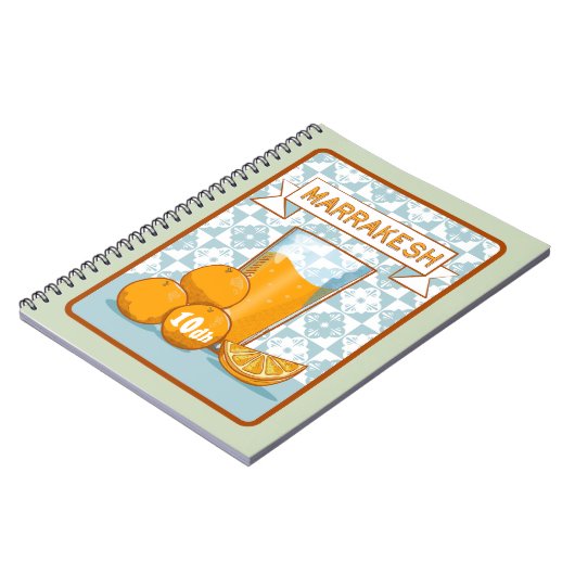 MARRAKESH Sinaasappel Juice Retro Poster Notitieboek (Linkerzijde)
