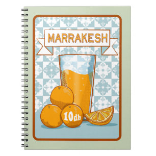MARRAKESH Sinaasappel Juice Retro Poster Notitieboek