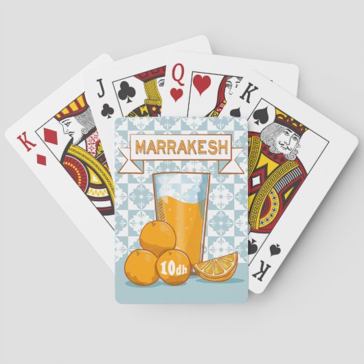 MARRAKESH Sinaasappel Juice Retro Poster Pokerkaarten (Achterkant)
