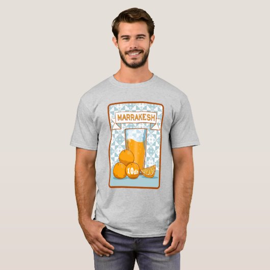 MARRAKESH Sinaasappel Juice Retro Poster T-shirt (Voorkant volledig)