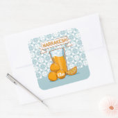 MARRAKESH Sinaasappel Juice Retro Poster Vierkante Sticker (Envelop)