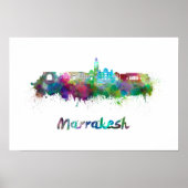 Marrakesh skyline in waterverf poster (Voorkant)