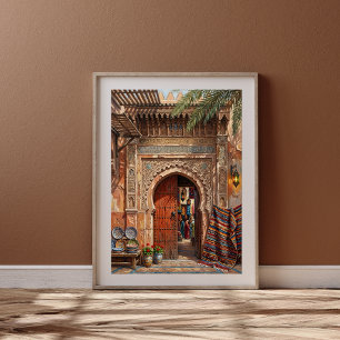Marrakesh Souk Marktplaats Marokkaanse Deur Kunst Poster