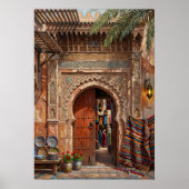 Marrakesh Souk Marktplaats Marokkaanse Deur Kunst Poster (Voorkant)