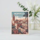Marrakesh stad moskee met palmen Marokko Briefkaart (Staand voorkant)