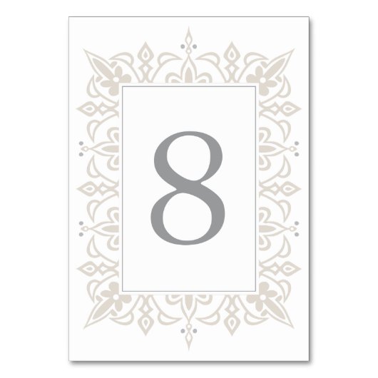 Marrakesh Table Number Kaart | Linen Greige (Achterkant)