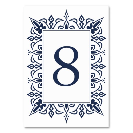 Marrakesh Table Number Kaart | marine (Achterkant)