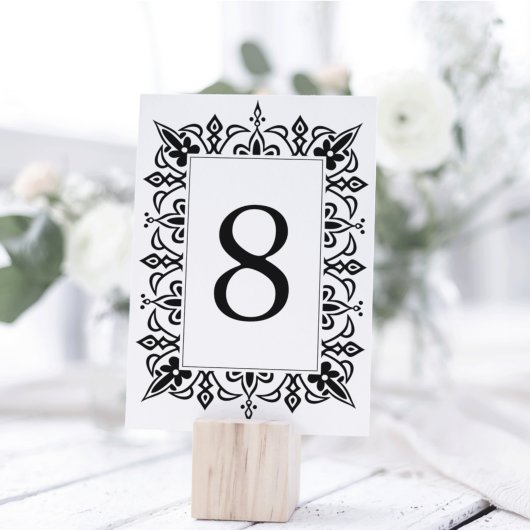 Marrakesh Table Number Kaart | Zwart