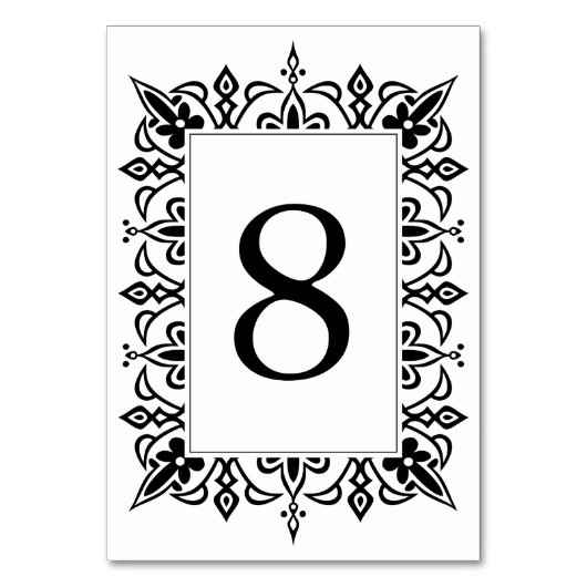 Marrakesh Table Number Kaart | Zwart (Voorkant)