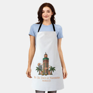 Marrakesh Theetoren Marokko Vintage Illustratie  Schort