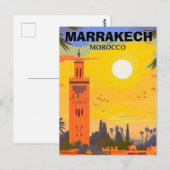 Marrakesh Travel Briefkaart Art, Marokko Travel Po (Voorkant / Achterkant)