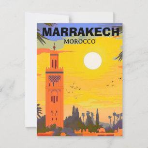 Marrakesh Travel Briefkaart Art, Marokko Travel Po