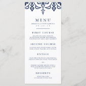 Marrakesh Wedding Menu Kaart | Marineblauw (Voorkant)