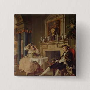 Marriage a la Mode:II- The Tete a Tete, c.1743 Vierkante Button 5,1 Cm