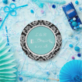 Marriage Black Damask Aqua Paper Bord (Feest)