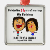 Marriage Christmas Cartoon Metalen Ornament (Voorkant)
