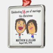 Marriage Christmas Cartoon Metalen Ornament (Links)