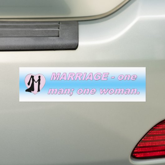 MARRIAGE - ÉÉN MAN; ÉÉN VROUW BUMPERSTICKER (Op auto)
