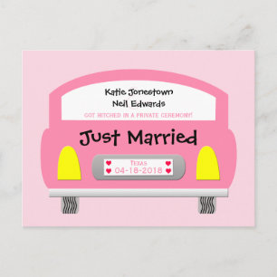 Marriage Elopement Aankondiging Briefkaart Roze Au