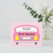 Marriage Elopement Aankondiging Briefkaart Roze Au (Staand voorkant)