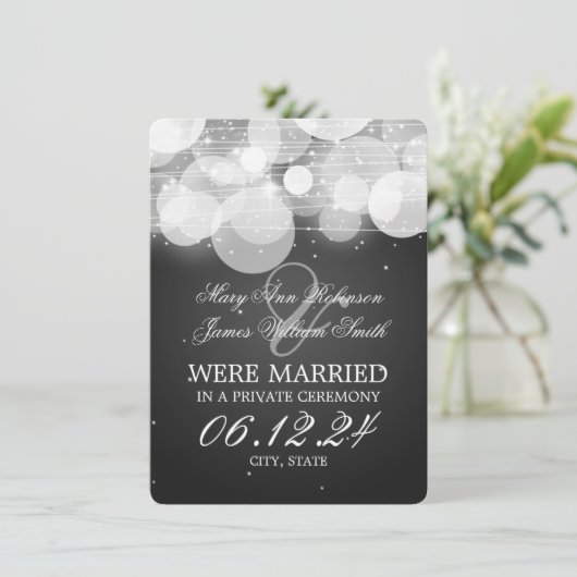 Marriage Elopement Glow & Sparkle Black Aankondiging (Staand voorkant)