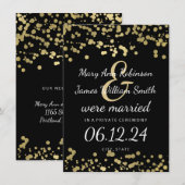 Marriage/Elopement Gold Foil look Confetti Aankondiging (Voorkant / Achterkant)