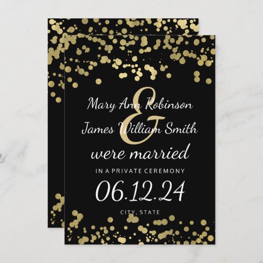 Marriage/Elopement Gold Foil look Confetti Aankondiging (Voorkant / Achterkant)