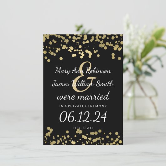 Marriage/Elopement Gold Foil look Confetti Aankondiging (Staand voorkant)