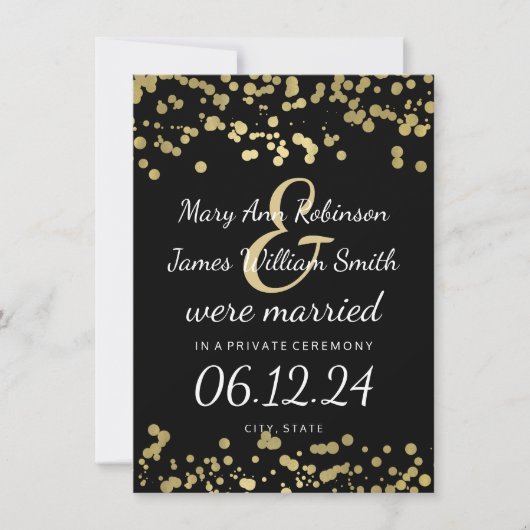 Marriage/Elopement Gold Foil look Confetti Aankondiging (Voorkant)