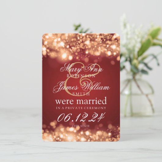 Marriage Elopement mousserende lucifers Gold Aankondiging (Staand voorkant)