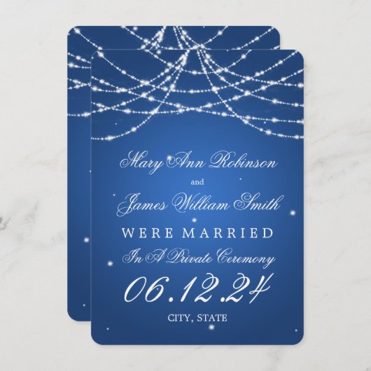 Marriage/Elopement Sparking String Blue Aankondiging (Voorkant / Achterkant)