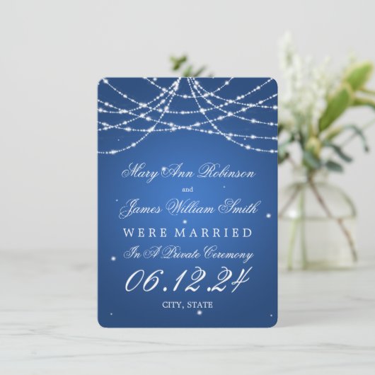 Marriage/Elopement Sparking String Blue Aankondiging (Staand voorkant)