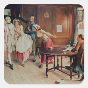 Marriage in Fleet Street, 1898 (olie op canvas) Vierkante Sticker