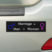 MARRIAGE = MAN + VROUWEN BUMPERSTICKER (Op auto)