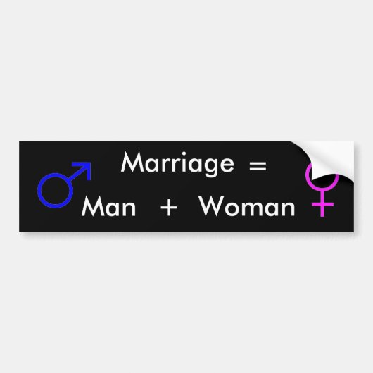 MARRIAGE = MAN + VROUWEN BUMPERSTICKER (Voorkant)