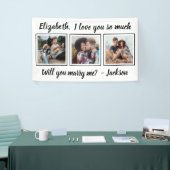 Marriage Proposal Marry Me 3 Foto Zwart-wit Spandoek (Beurs)