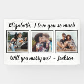 Marriage Proposal Marry Me 3 Foto Zwart-wit Spandoek (Horizontaal)