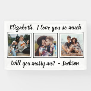 Marriage Proposal Marry Me 3 Foto Zwart-wit Spandoek