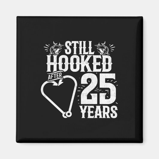 Married 25 Years - Fishing Couple - 25th Wedding A Magneet (Voorkant)