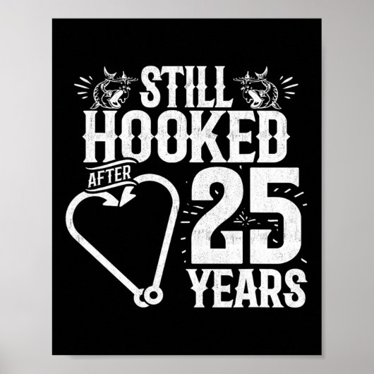 Married 25 Years - Fishing Couple - 25th Wedding A Poster (Voorkant)