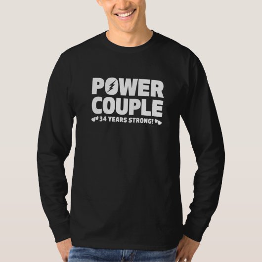 Married 34 Years Power Couple 34th Anniversary Hus T-shirt (Voorkant)