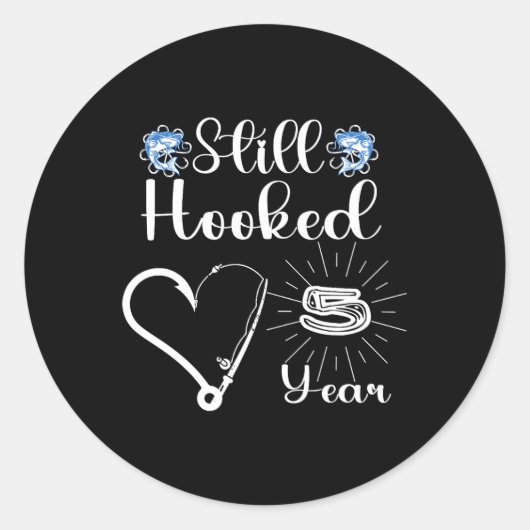 Married 5 Years - Fishing Couple - 5th Wedding Ann Ronde Sticker (Voorkant)